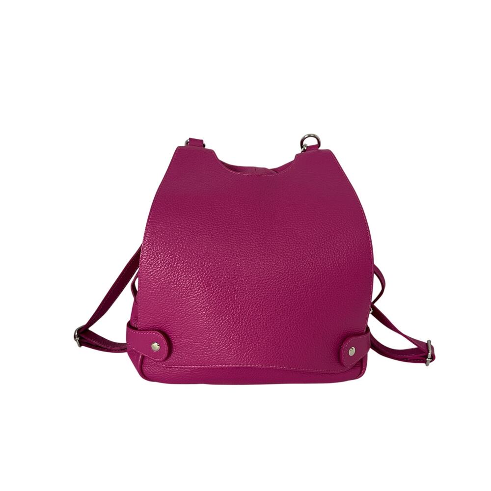 Borse In Pelle Magenta Pebbled Leather Convertible Backpack Purse